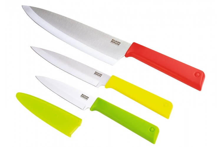 Set 3 couteaux Kuhn Rikon COLORI+ Classic Office + Universel + Chef