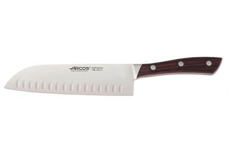 Couteau Santoku forgé Arcos Natura alvéolé 18cm palissandre