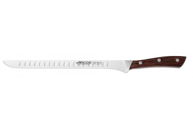 Couteau à jambon forgé Arcos Natura flexible alvéolé 25cm palissandre