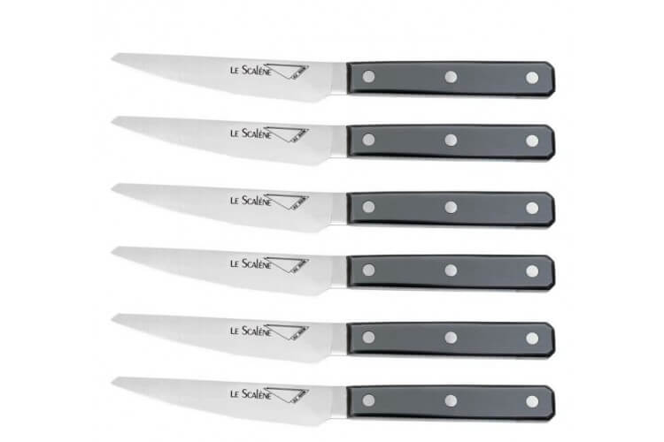 Coffret 6 couteaux à steak Au Nain Scalène 11cm micro-denté manches gris