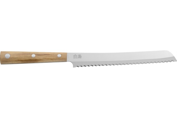 Couteau &agrave; pain Due Cigni Hakucho dentel&eacute; 21cm manche olivier