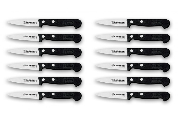 Boite de 12 couteaux d'office professionnels Bargoin 8cm manche 2 rivets