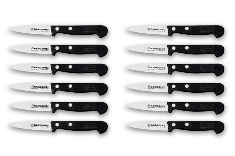 Boite de 12 couteaux d'office professionnels Bargoin 8cm manche 2 rivets