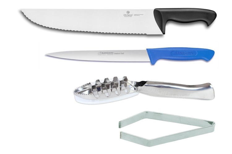 Pack sp&eacute;cial poissonnier 4 couteaux et accessoires