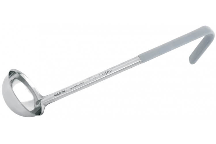 Louche professionnelle Matfer 11,8cl acier inox monobloc 82mm manche gris