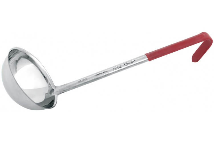 Louche professionnelle Matfer 35,4cl acier inox monobloc 123mm manche rouge