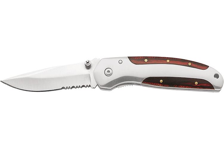 Couteau pliant Herbertz 256410 semi-dent&eacute; manche inox/pakka 10cm