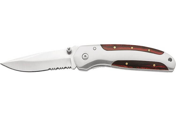 Couteau pliant Herbertz 256410 semi-denté manche inox/pakka 10cm