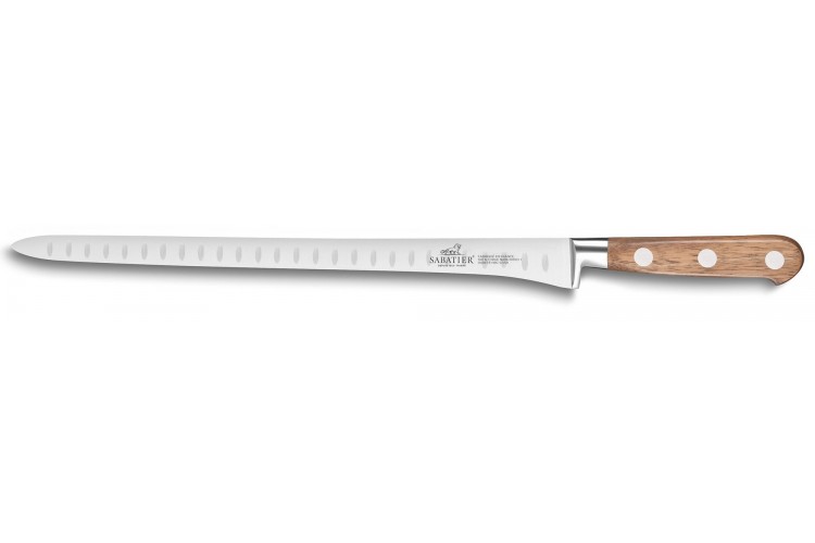 Couteau saumon SABATIER Proven&ccedil;ao 100% forg&eacute; alv&eacute;ol&eacute; 30cm manche olivier