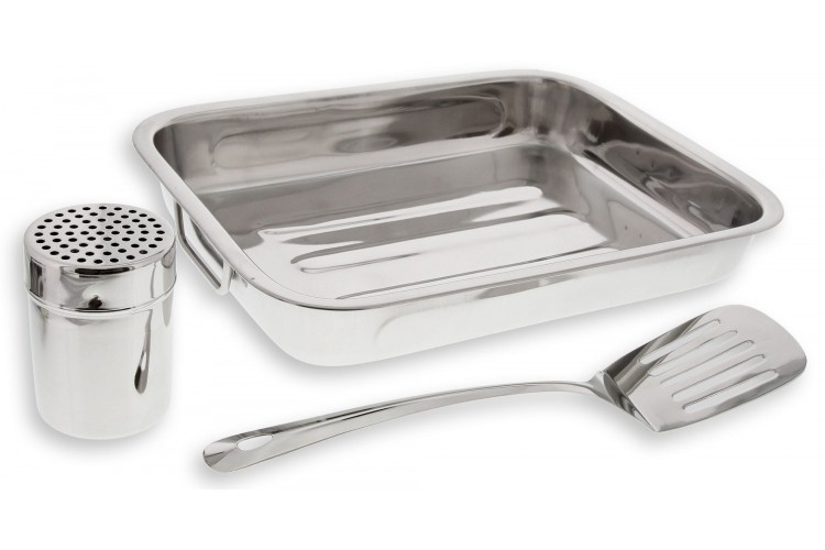 Service &agrave; lasagnes Pradel Excellence tout inox 3 pi&egrave;ces