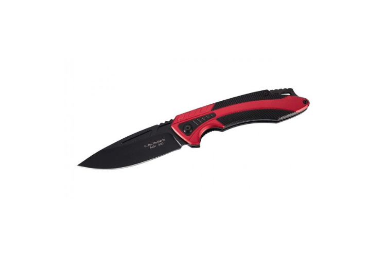 Couteau pliant Herbertz 576812 manche alu rouge/noir 12cm + clip