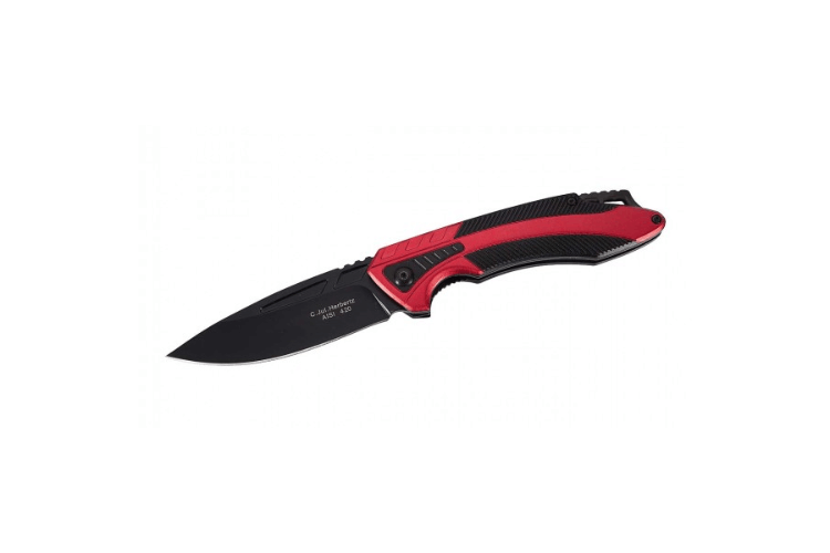 Couteau pliant Herbertz 576812 manche alu rouge/noir 12cm + clip
