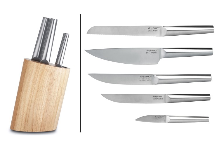 Bloc en bois Berghoff Essentials 5 couteaux tout inox monocoque
