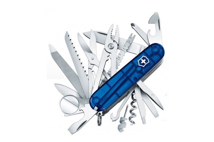 Couteau suisse Victorinox 21 pi&egrave;ces SWISSCHAMP bleu translucide