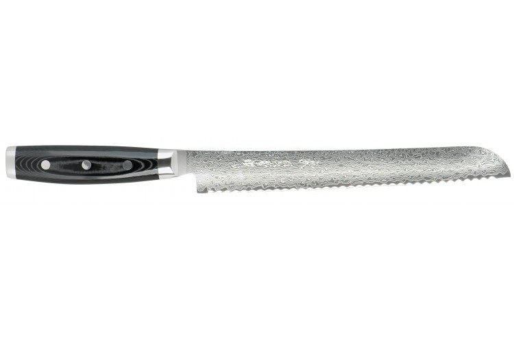 Couteau &agrave; pain japonais Yaxell GOU 23cm damas 101 couches manche micarta noir