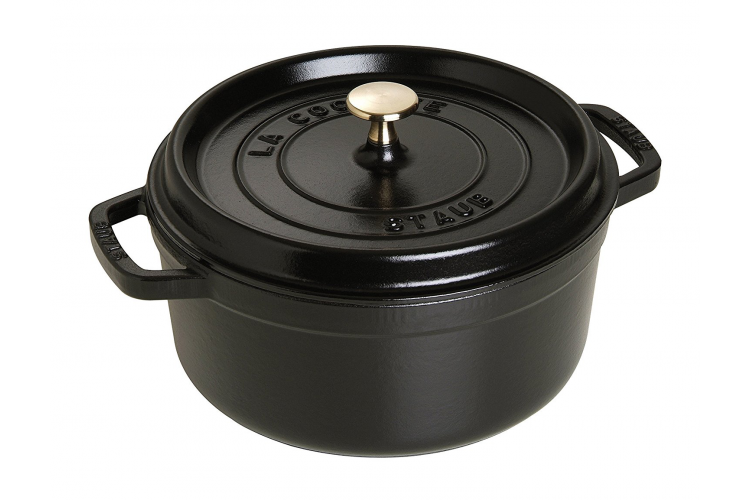 Cocotte ronde en fonte &eacute;maill&eacute;e STAUB noir