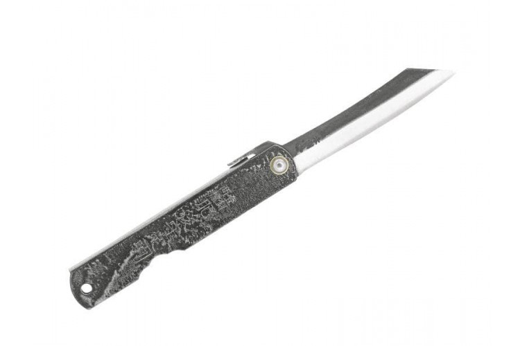 Couteau pliant Higonokami 2672 acier carbone manche grav&eacute; 10cm brun