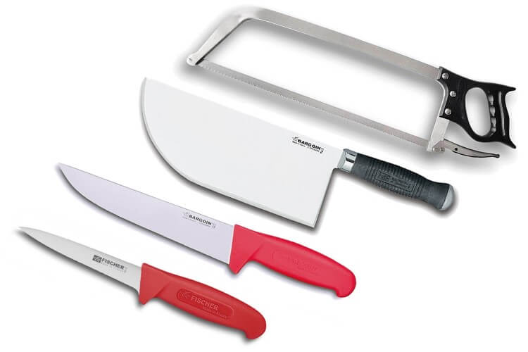 Pack spécial boucher 2 couteaux + 1 scie + 1 feuille de boucher 