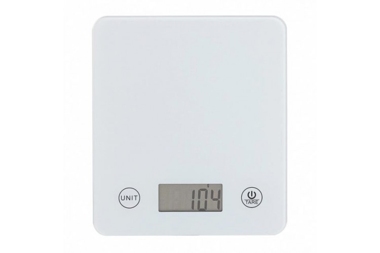 Balance de cuisine &eacute;lectronique &eacute;cran LCD mod&egrave;le Slim blanc avec plateau en verre