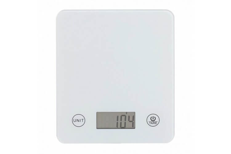 Balance de cuisine électronique écran LCD modèle Slim blanc avec plateau en verre