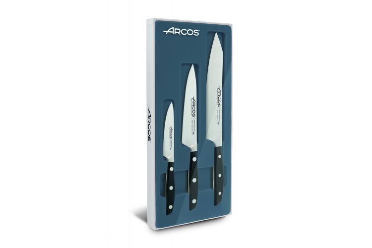 Coffret 3 couteaux forg&eacute;s Arcos Manhattan tranchant extr&ecirc;me