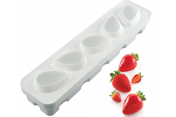 Moule p&acirc;tissier fraise Silikomart en silicone blanc