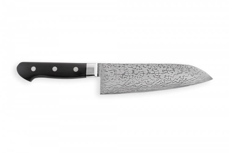 Couteau santoku japonais artisanal Yoshihiro VG10 damas 33 couches 16.5cm