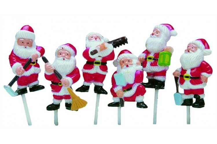 Boîte de 48 décors pour bûche 4 Pères Noël assortis 3.5cm
