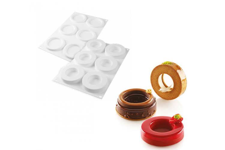 Moule 6 anneaux ring + 1 d&eacute;coupoir double Silikomart 