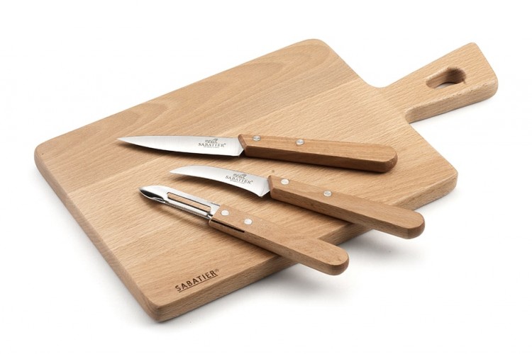 Set Sabatier International planche &agrave; d&eacute;couper + 2 couteaux + 1 &eacute;plucheur