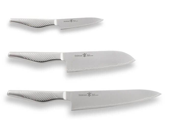 Coffret 3 couteaux japonais Shizu Hamono Kyo San Mai tout acier