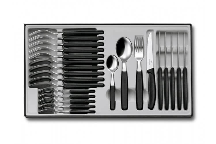 Ménagère 24 pièces Swissclassic Victorinox acier inox 18/10 manche polypropylène noir