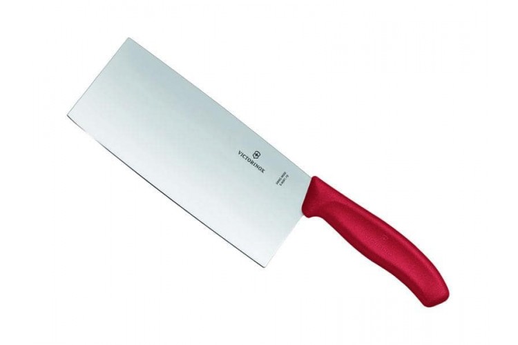 Couperet de cuisine lame forme chinoise Victorinox Swissclassic 18cm inox manche polypropyl&egrave;ne rouge