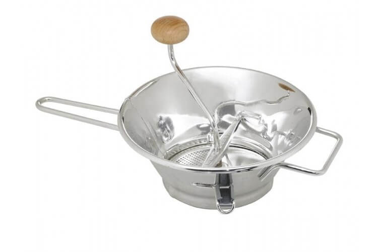 Passe-légumes 24cm acier inox + bouton en bois
