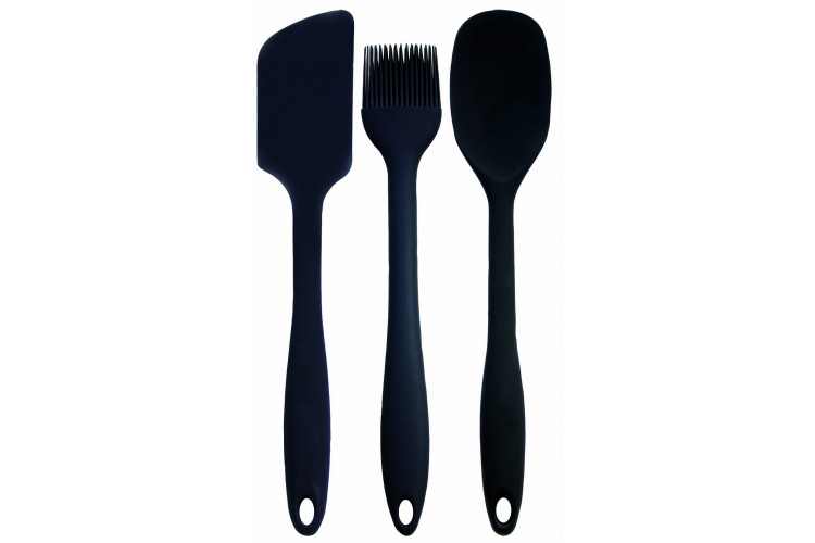 Lot de 3 ustensiles de cuisine tout en silicone noir