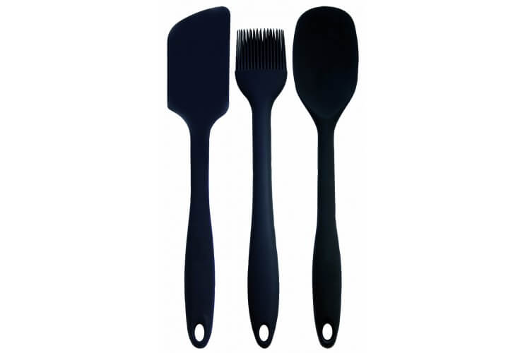 Lot de 3 ustensiles de cuisine tout en silicone noir