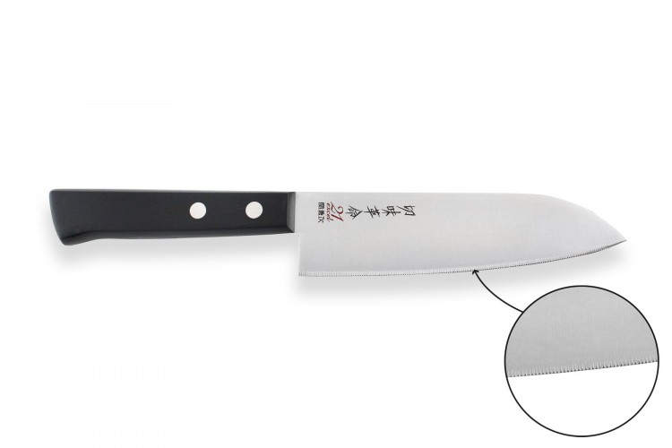 Couteau santoku japonais Kanetsugu Rev 21 lame 13.5cm micro dent&eacute;e