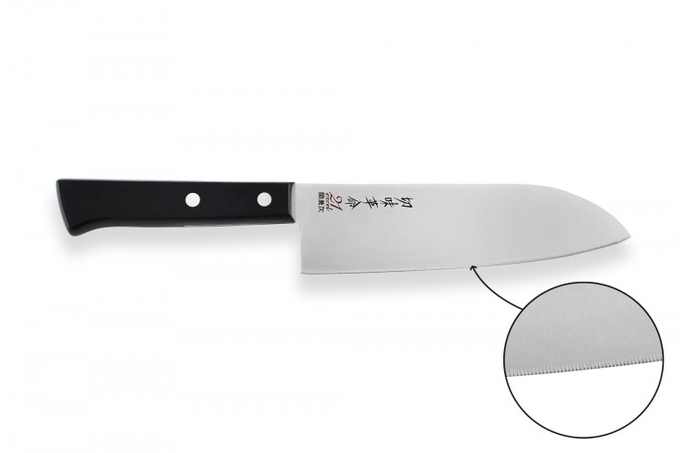 Couteau santoku japonais Kanetsugu Rev 21 lame 17cm micro dent&eacute;e