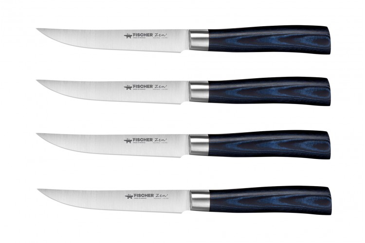 Set de 4 couteaux &agrave; steak pro Fischer ZEN extr&ecirc;me duret&eacute;