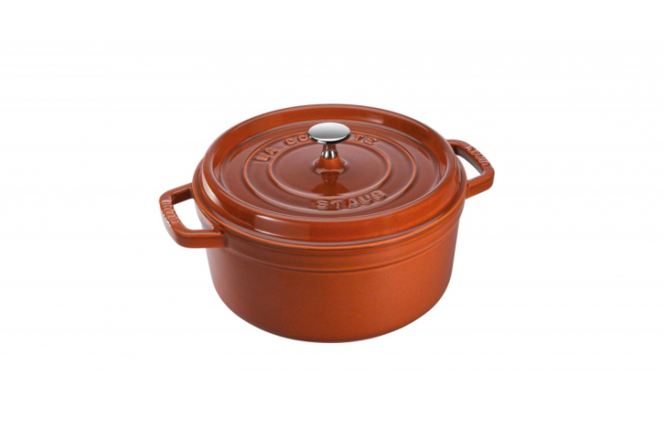 Cocotte ronde en fonte &eacute;maill&eacute;e STAUB cannelle