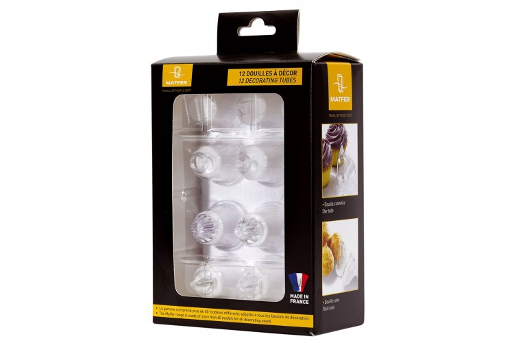 Bo&icirc;te de 12 douilles "choix du p&acirc;tissier" Matfer en polycarbonate transparent
