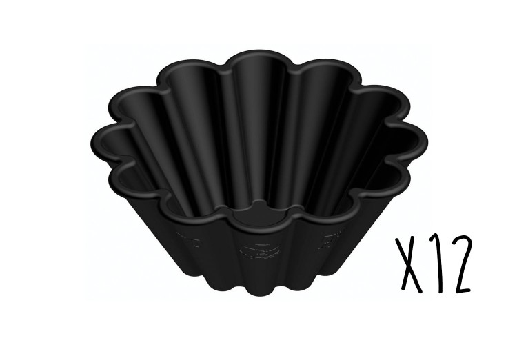Lot de 12 moules &agrave; brioches individuelles Matfer Exoglass&reg;