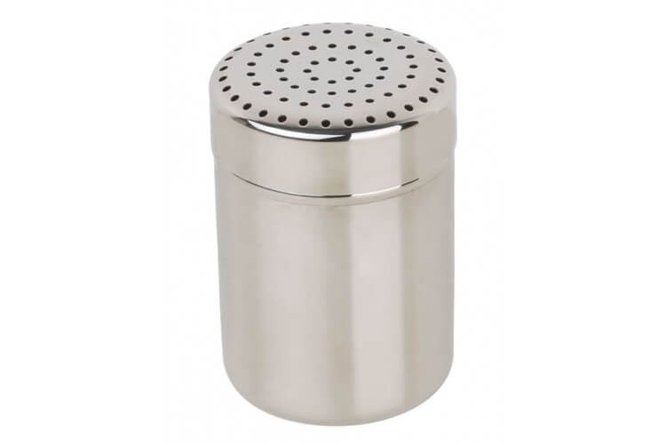 Saupoudreuse tout acier inox à couvercle perforé