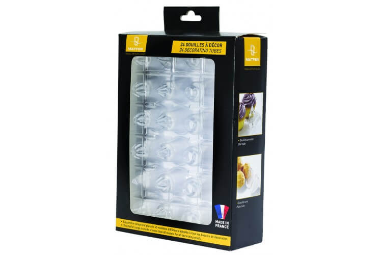 Boîte de 24 douilles "choix du pâtissier" matfer en polycarbonate transparent