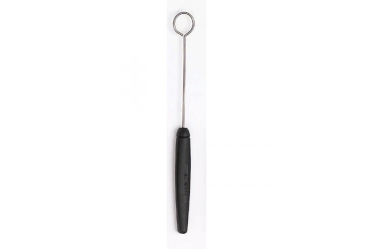 Broche &agrave; tremper ronde en fil d'acier inoxydable et manche en polypropyl&egrave;ne noir