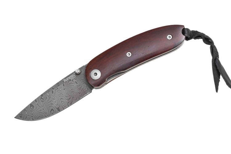 Couteau pliant LionSteel Mini acier damas manche olivier 8cm
