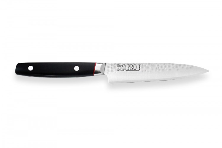 Couteau universel japonais Kanetsugu Pro-J lame martel&eacute;e San Mai 12cm