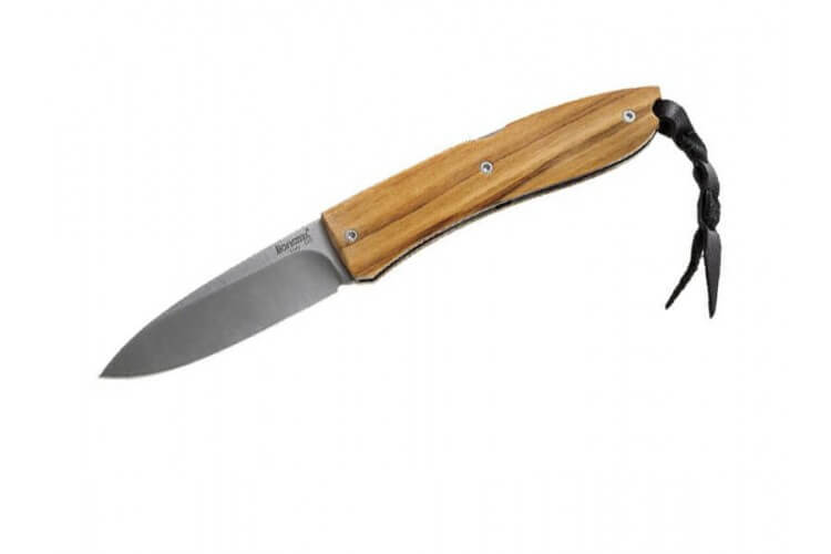 Couteau pliant LionSteel Opera acier damas manche 10cm + lacet
