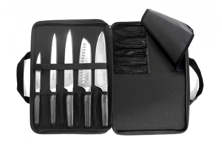 Mallette extra plate 5 couteaux de cuisine Sabatier Trompette Asean tout inox
