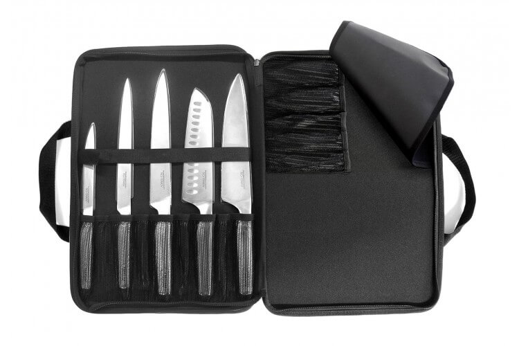 Mallette extra plate 5 couteaux de cuisine Sabatier Trompette Asean tout inox